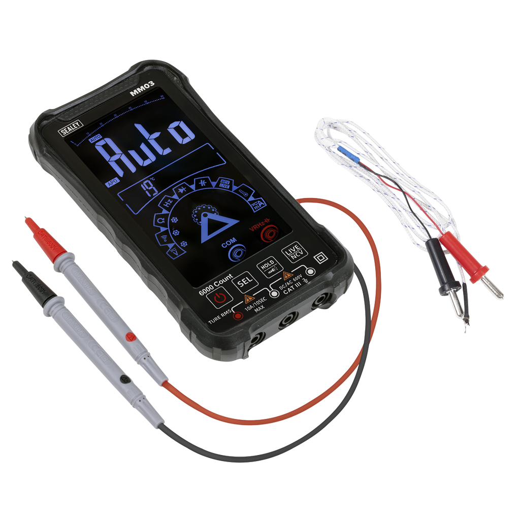 Sealey Touchscreen Rechargeable Auto-Ranging Digital Smart Multimeter 10-Function MM03
