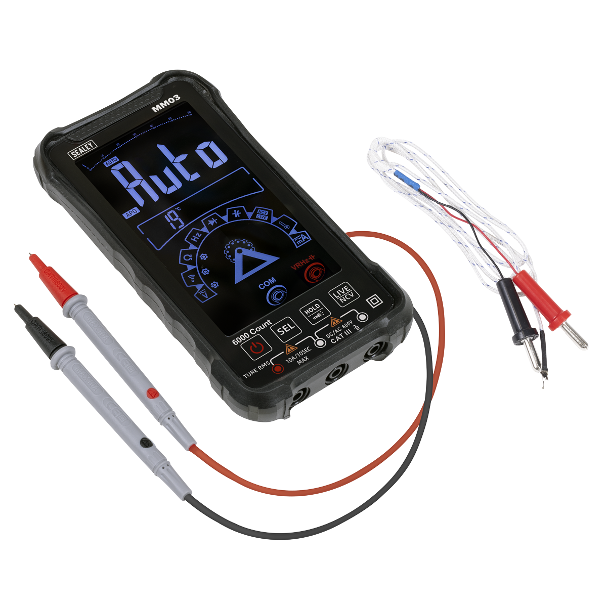 Sealey Touchscreen Rechargeable Auto-Ranging Digital Smart Multimeter 10-Function MM03