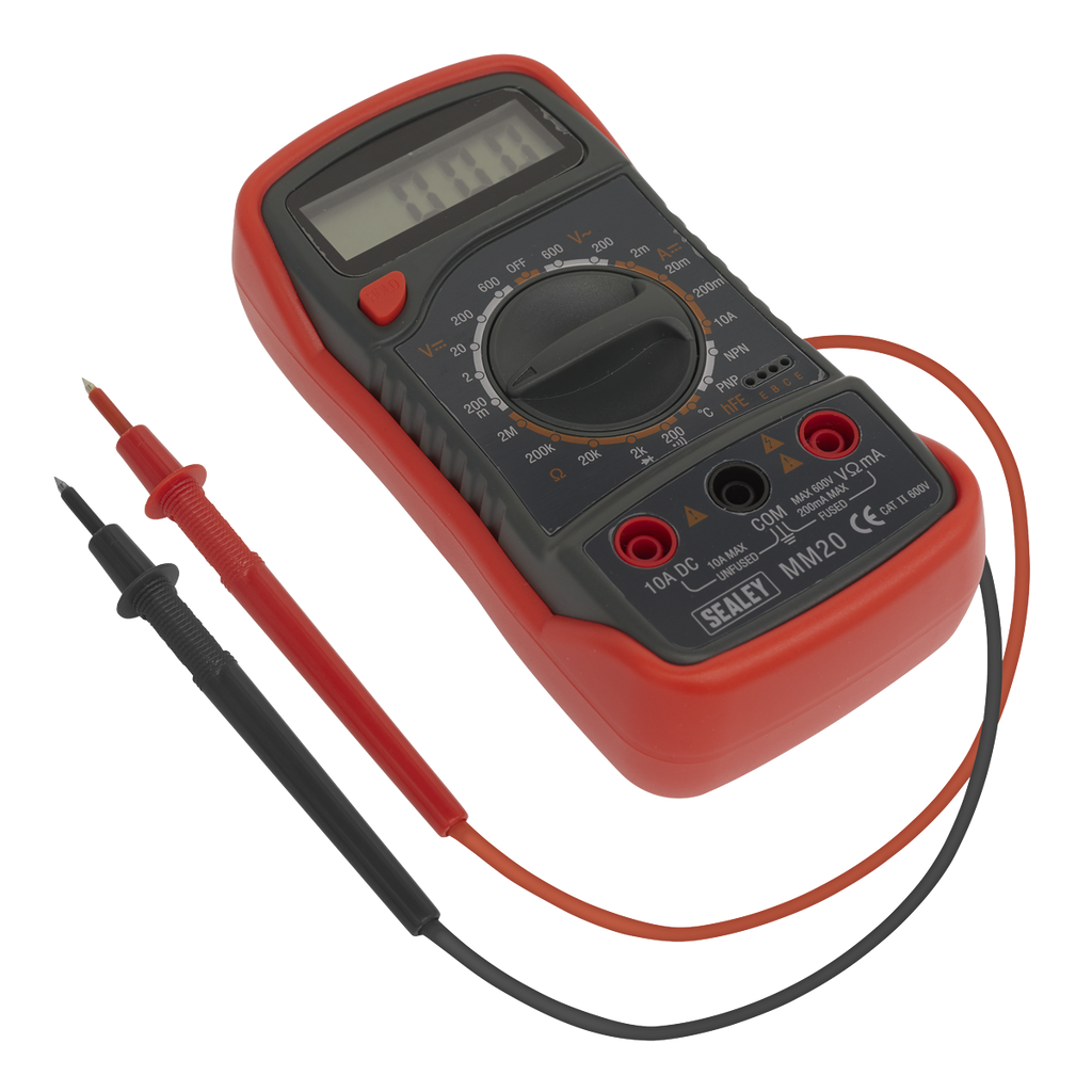 Sealey 8-Function Digital Multimeter with Thermocouple - Red MM20