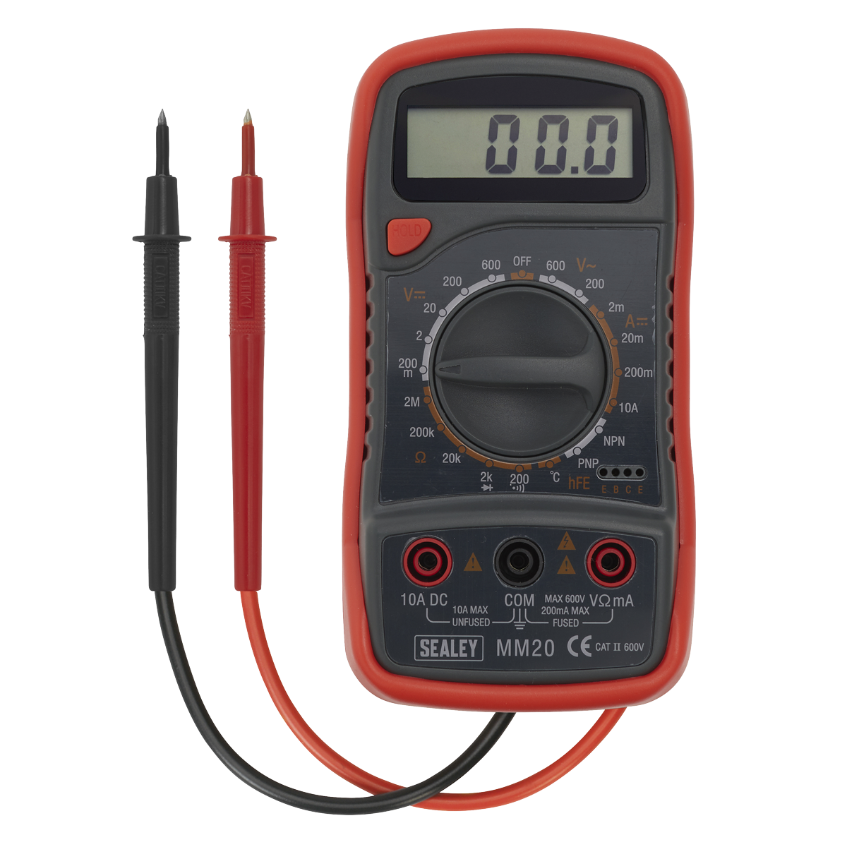 Sealey 8-Function Digital Multimeter with Thermocouple - Red MM20