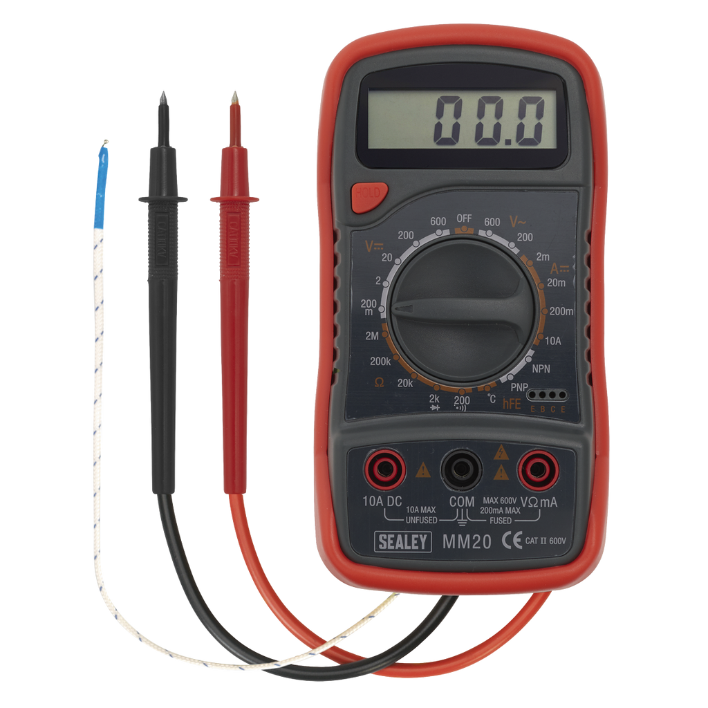 Sealey 8-Function Digital Multimeter with Thermocouple - Red MM20