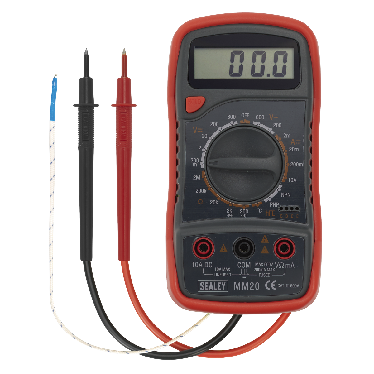 Sealey 8-Function Digital Multimeter with Thermocouple - Red MM20