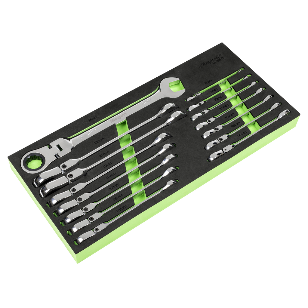 Siegen Flexi-Head Combination Ratchet Spanner Set 15pc S01329 1