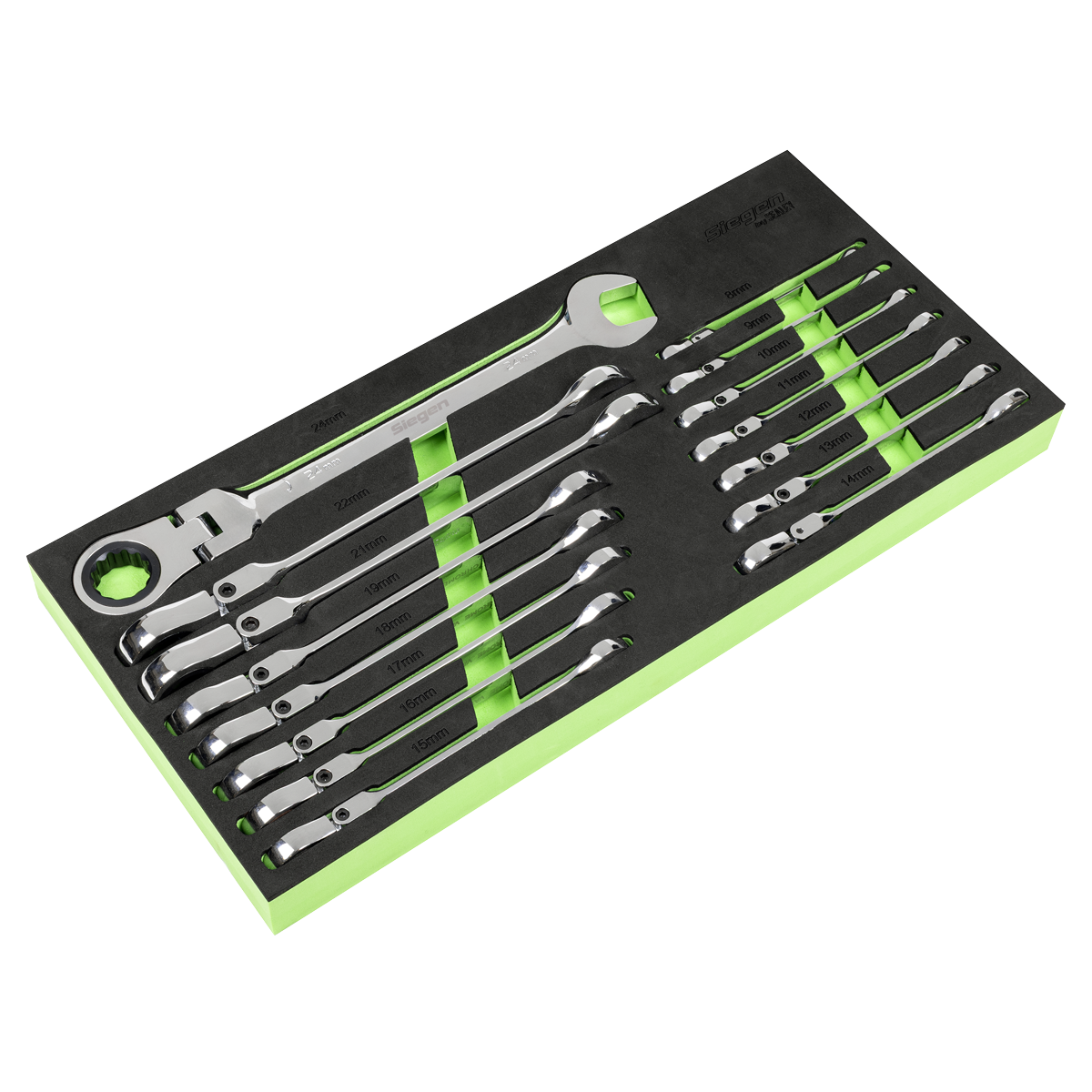 Siegen Flexi-Head Combination Ratchet Spanner Set 15pc S01329 1