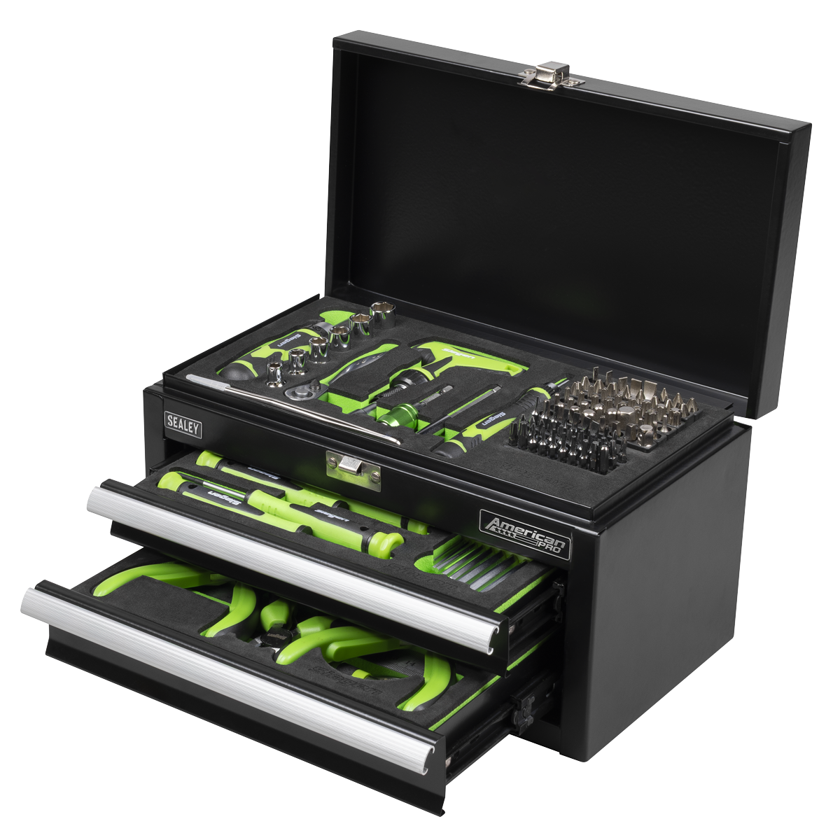 Siegen Mini Toolbox 2 Drawer with 111pc Tool Kit S01335 1