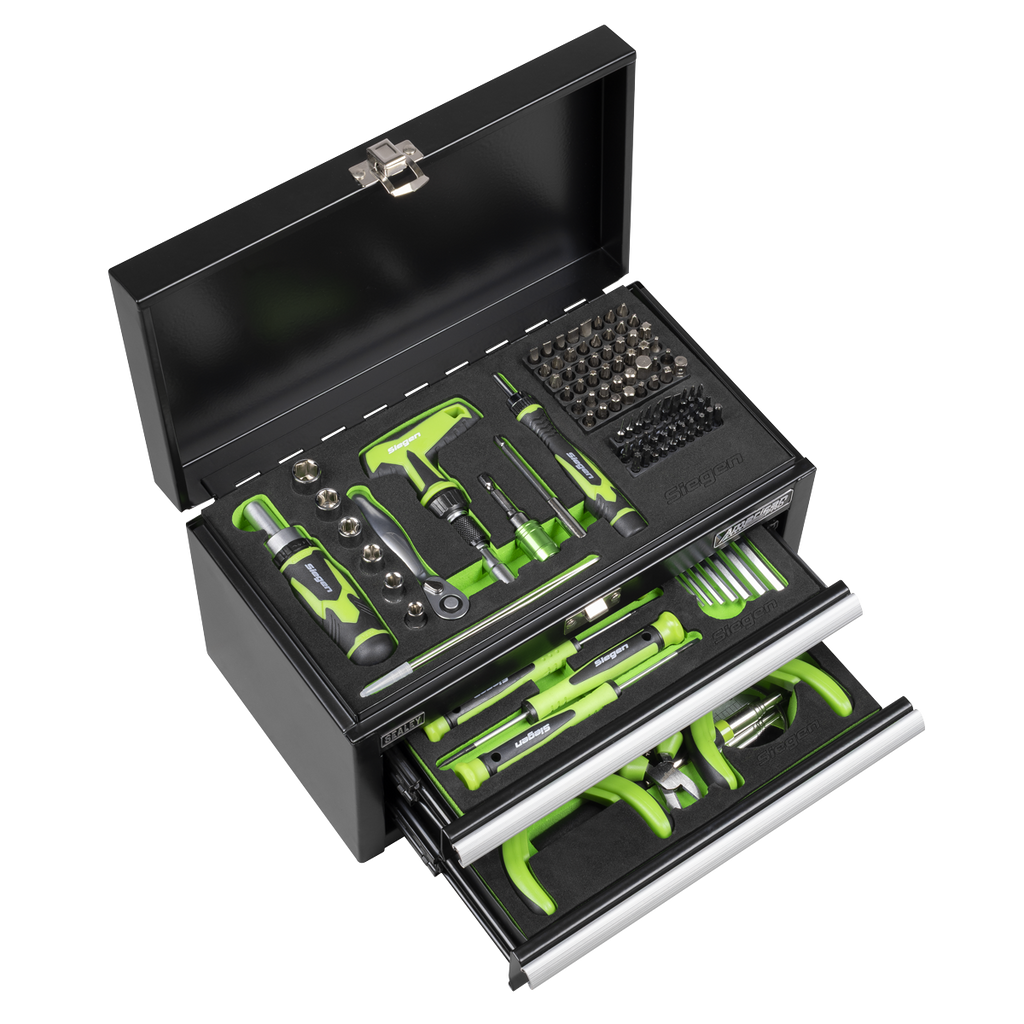 Siegen Mini Toolbox 2 Drawer with 111pc Tool Kit S01335
