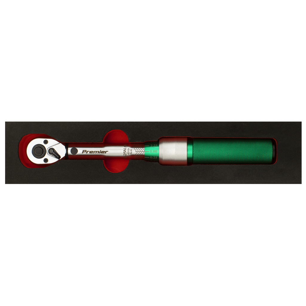 Sealey Premier Calibrated Micrometer Torque Wrench 1/4"Sq Drive 5-25Nm STW901