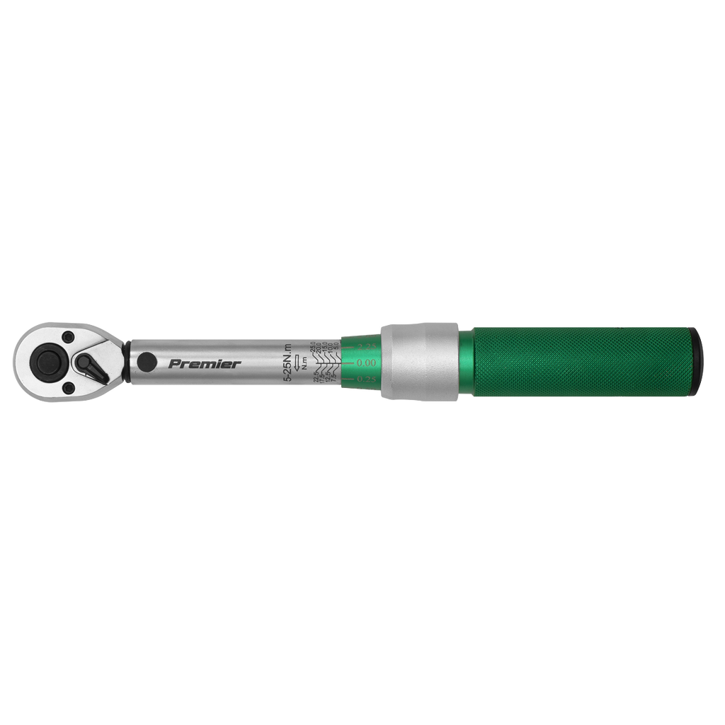 Sealey Premier Calibrated Micrometer Torque Wrench 1/4"Sq Drive 5-25Nm STW901