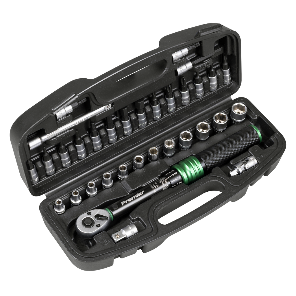 Sealey Premier Black Torque Wrench Set 1/4"Sq Drive 5-25Nm 33pc STW910B