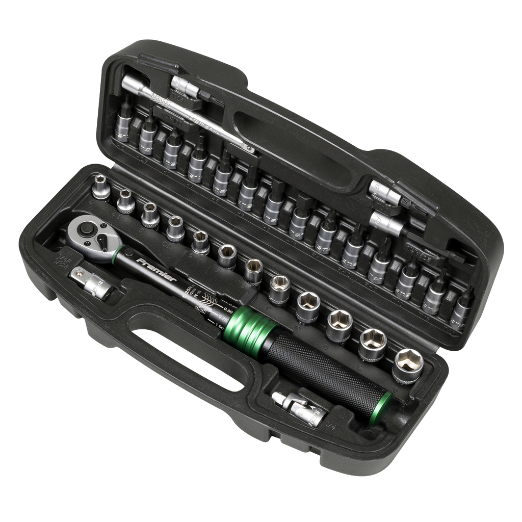 Sealey Premier Black Torque Wrench Set 1/4"Sq Drive 5-25Nm 33pc STW910B
