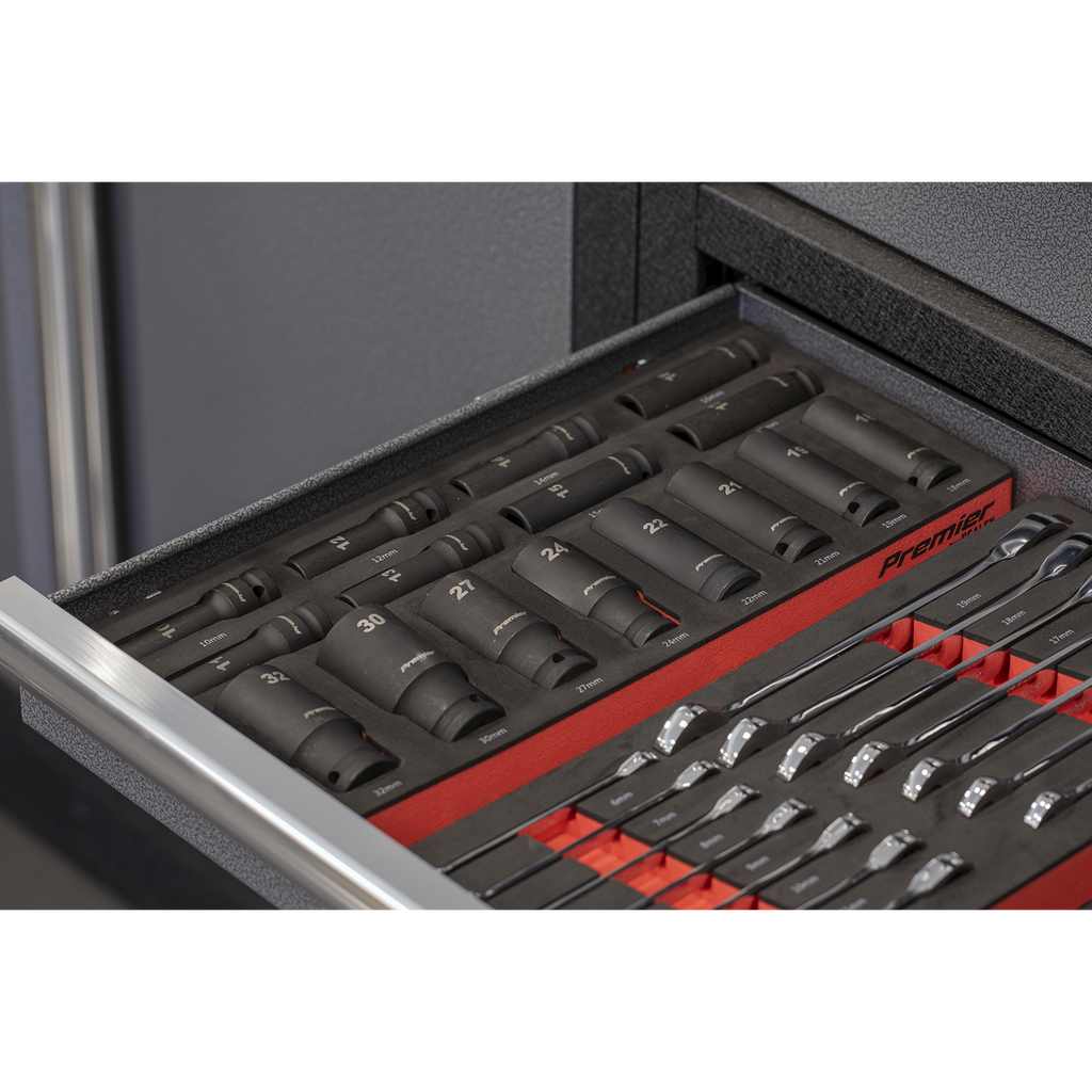 Sealey Premier Impact Socket Set with Tool Tray 1/2"Sq Drive 22pc TBT46