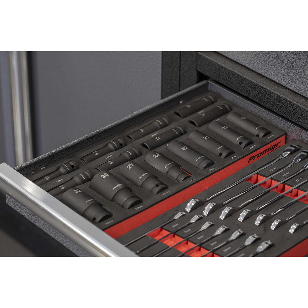 Sealey Premier Impact Socket Set with Tool Tray 1/2"Sq Drive 22pc TBT46