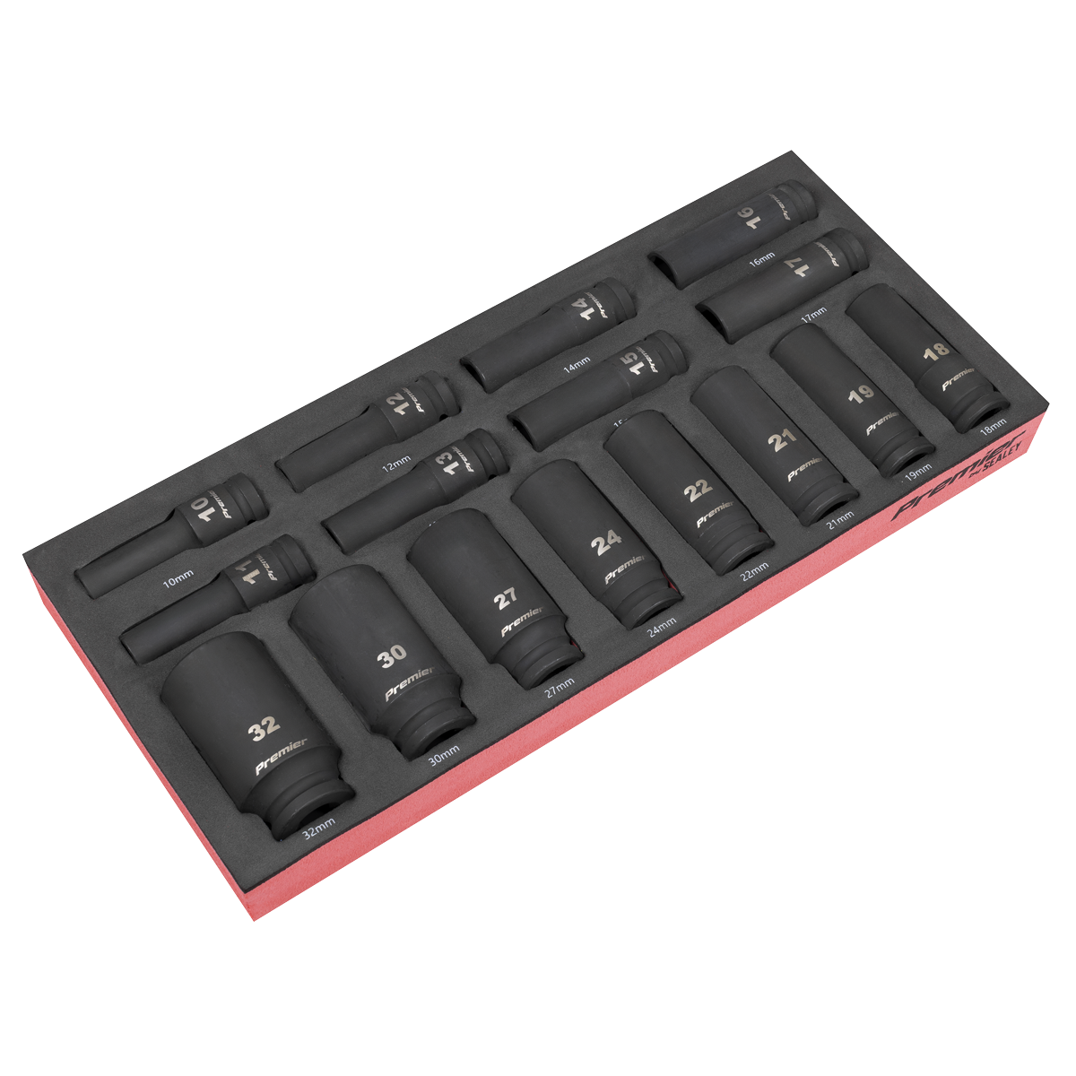 Sealey Premier Deep Impact Socket Set with Tool Tray 1/2"Sq Drive 16pc TBT47 (Copy)