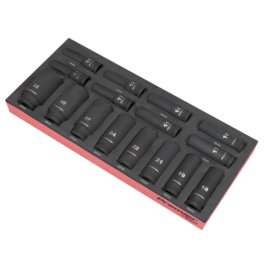 Sealey Premier Deep Impact Socket Set with Tool Tray 1/2"Sq Drive 16pc TBT47 (Copy)