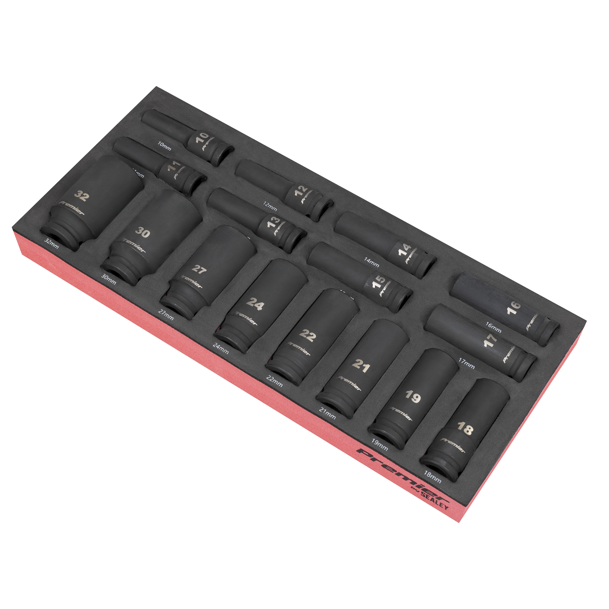 Sealey Premier Deep Impact Socket Set with Tool Tray 1/2"Sq Drive 16pc TBT47 (Copy)