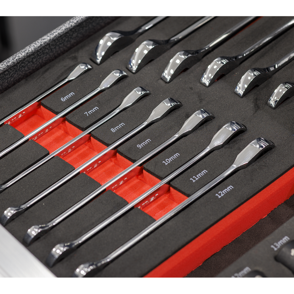 Sealey Premier Ratchet Spanner Set with Tool Tray 14pc TBT49