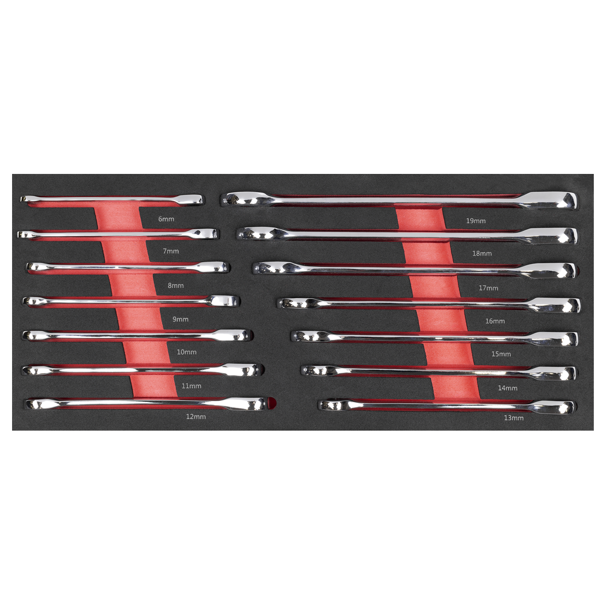 Sealey Premier Ratchet Spanner Set with Tool Tray 14pc TBT49