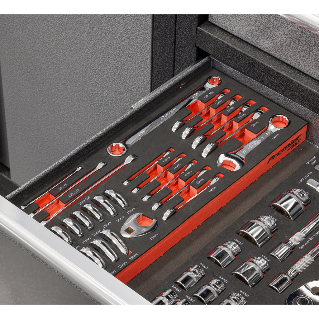 Sealey Premier Stubby Combination, TRX-Star* & Crow's Foot Spanner Set with Tool Tray 24pc TBT50