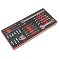 Sealey Premier Stubby Combination, TRX-Star* & Crow's Foot Spanner Set with Tool Tray 24pc TBT50