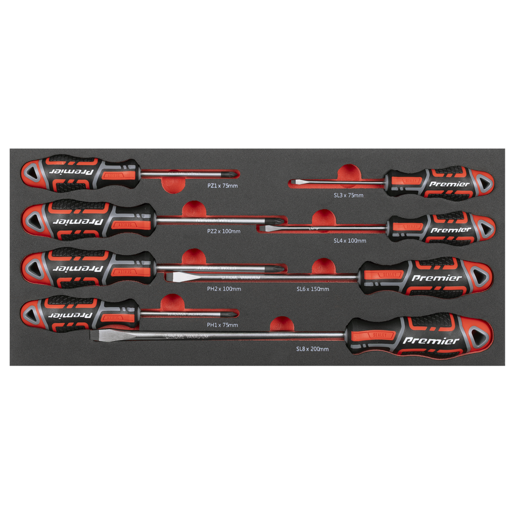 Sealey Premier Screwdriver Set with Tool Tray 8pc TBT53
