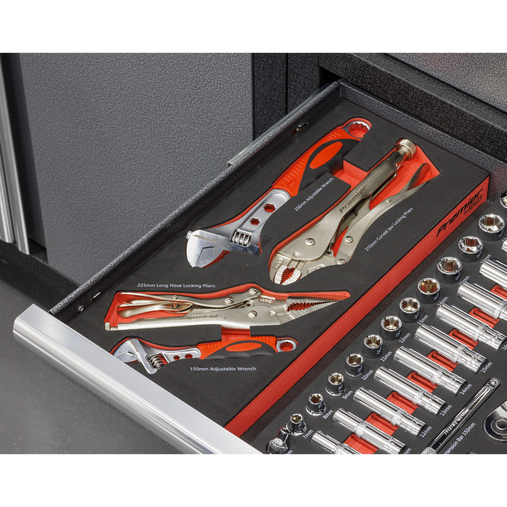 Sealey Premier Locking Pliers & Adjustable Wrench Set with Tool Tray 4pc TBT59