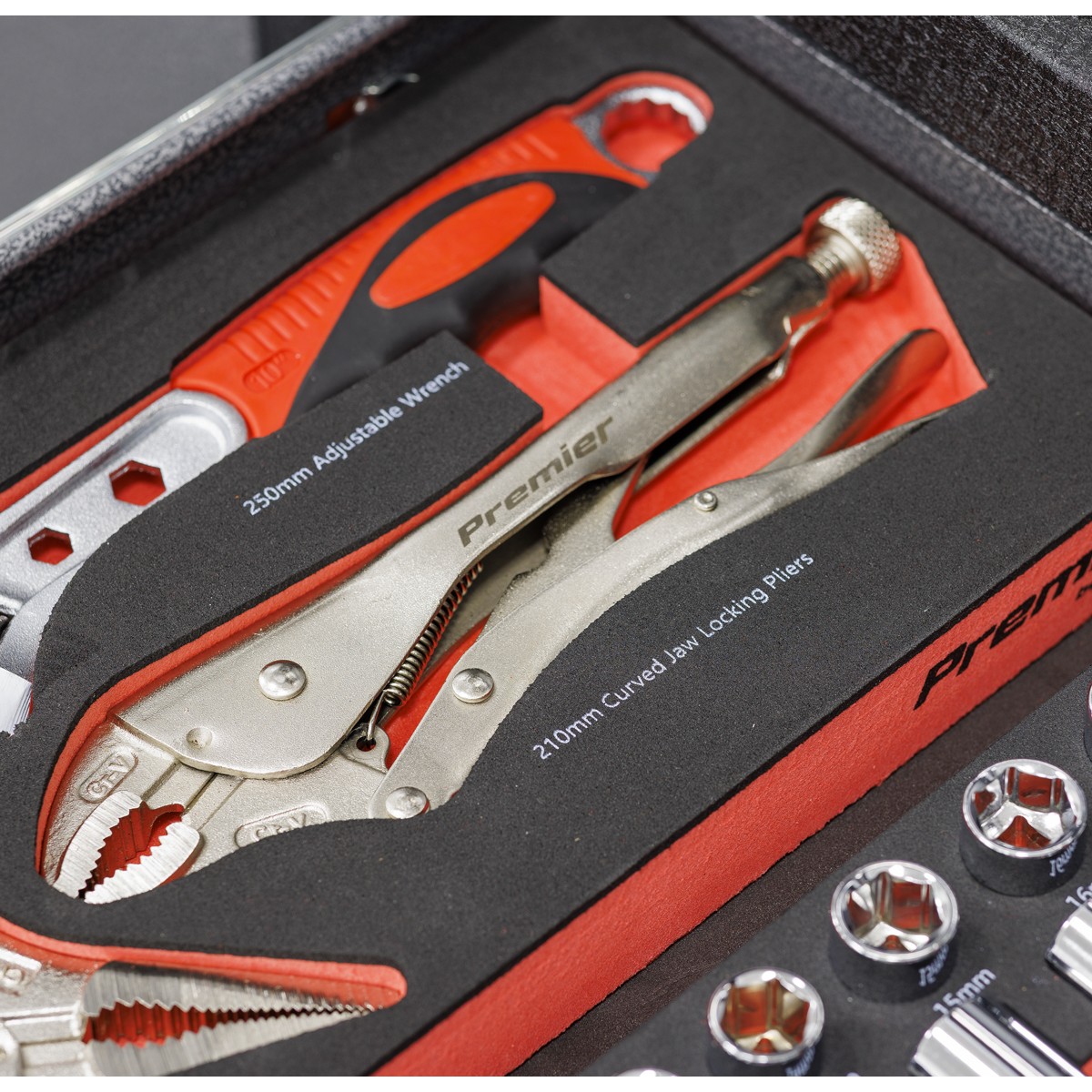 Sealey Premier Locking Pliers & Adjustable Wrench Set with Tool Tray 4pc TBT59