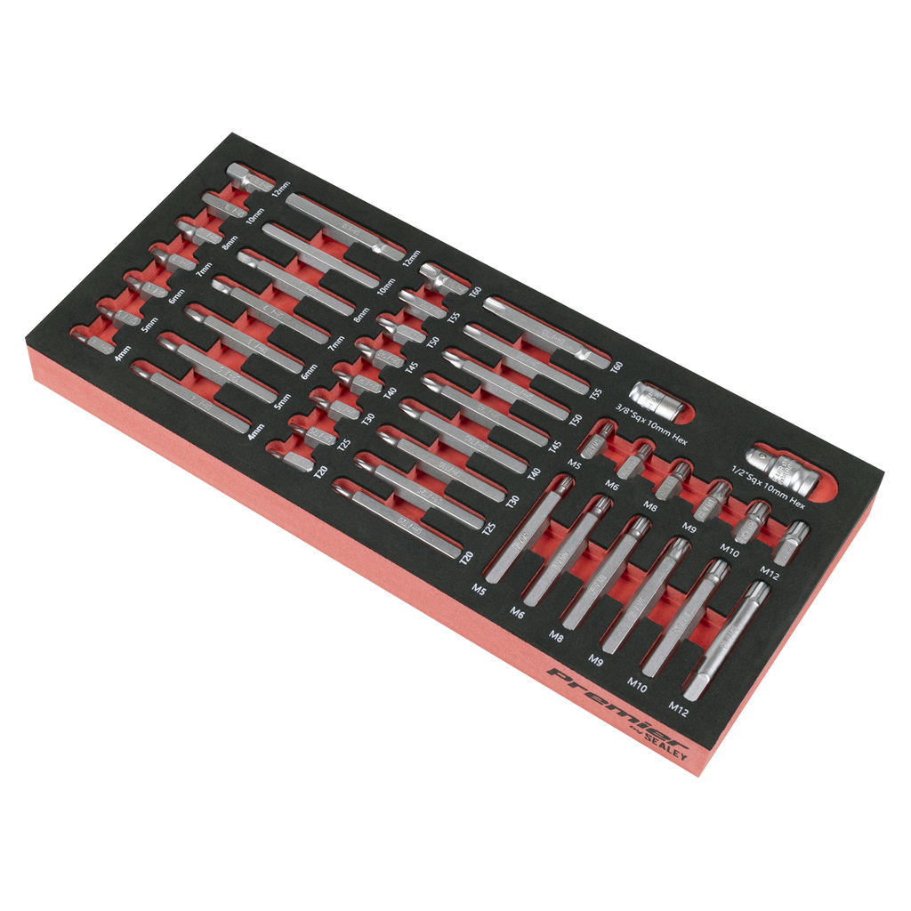 Sealey Premier TRX-Star*, Hex & Spline Bit Set with Tool Tray 44pc TBT60