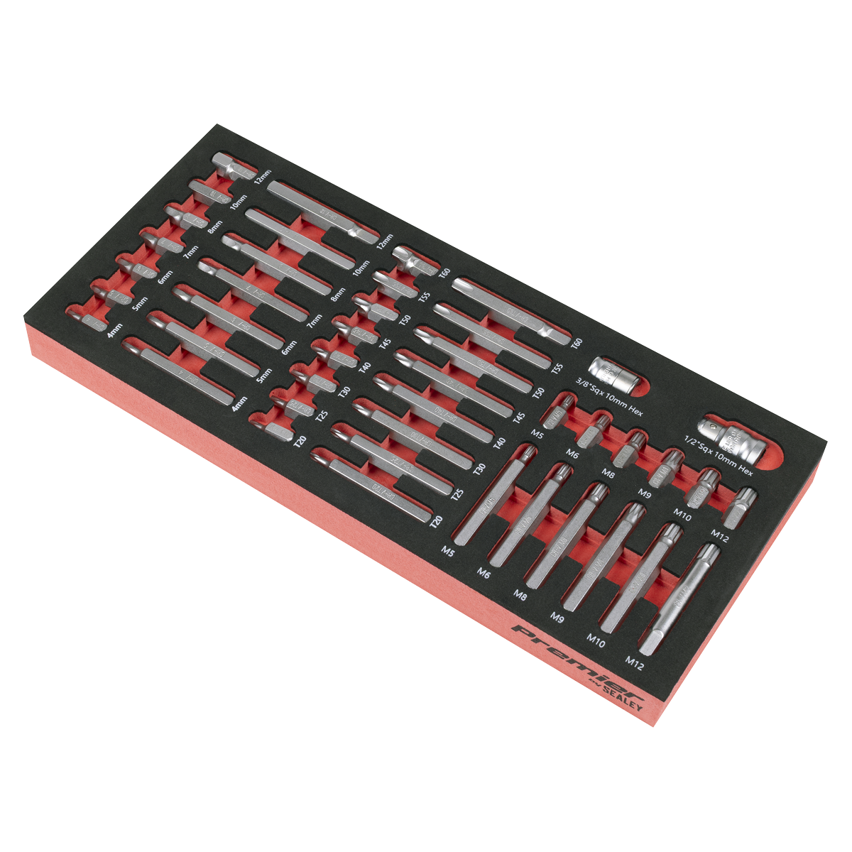 Sealey Premier TRX-Star*, Hex & Spline Bit Set with Tool Tray 44pc TBT60