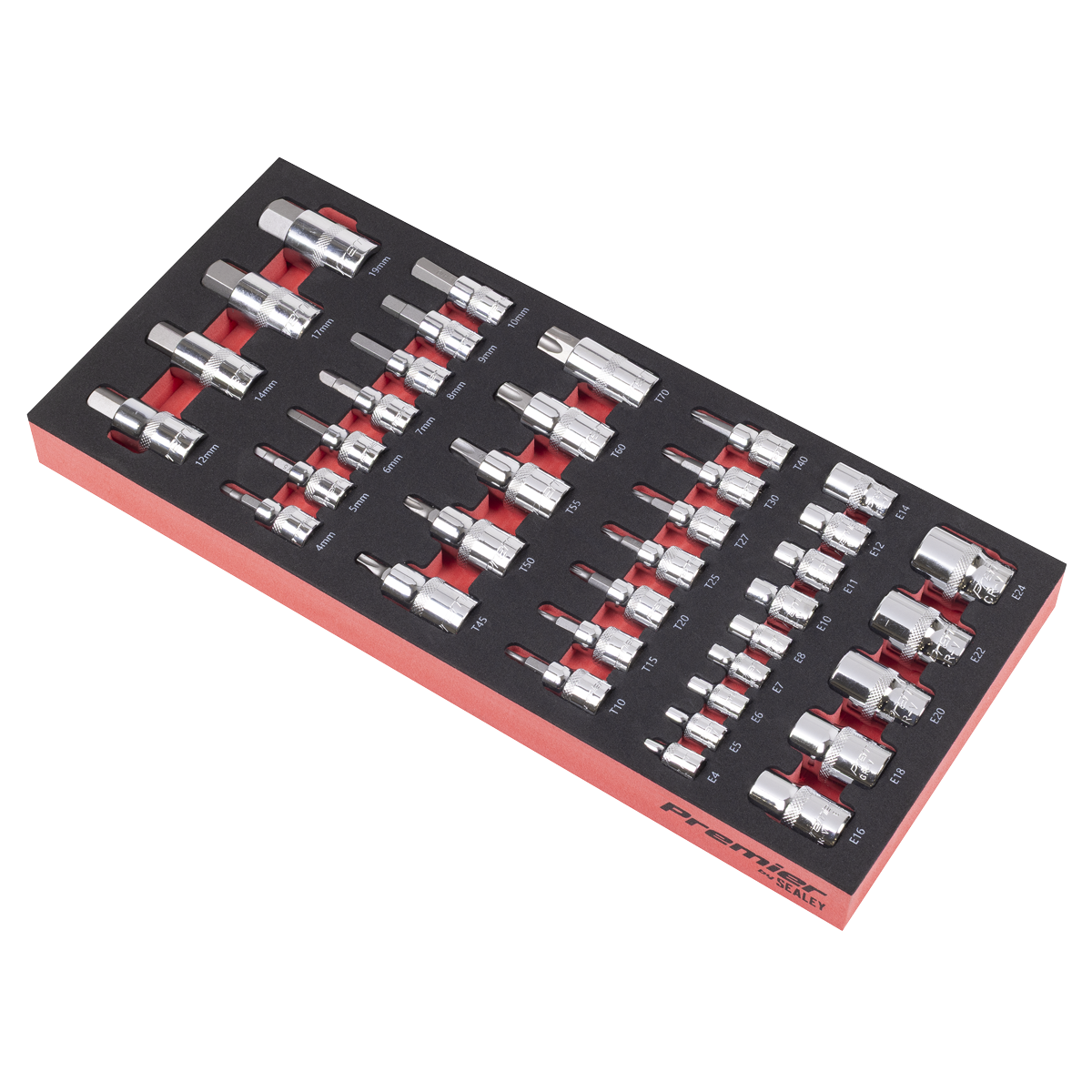 Sealey Premier Socket Bit Set with Tool Tray 37pc TBT61