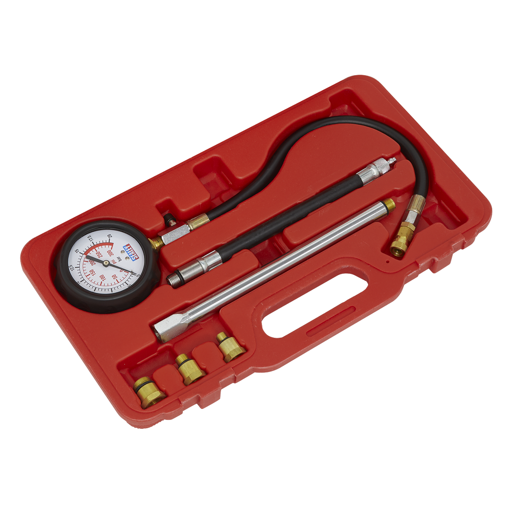 Sealey Petrol Compression Tester Deluxe Kit 6pc VSE300D