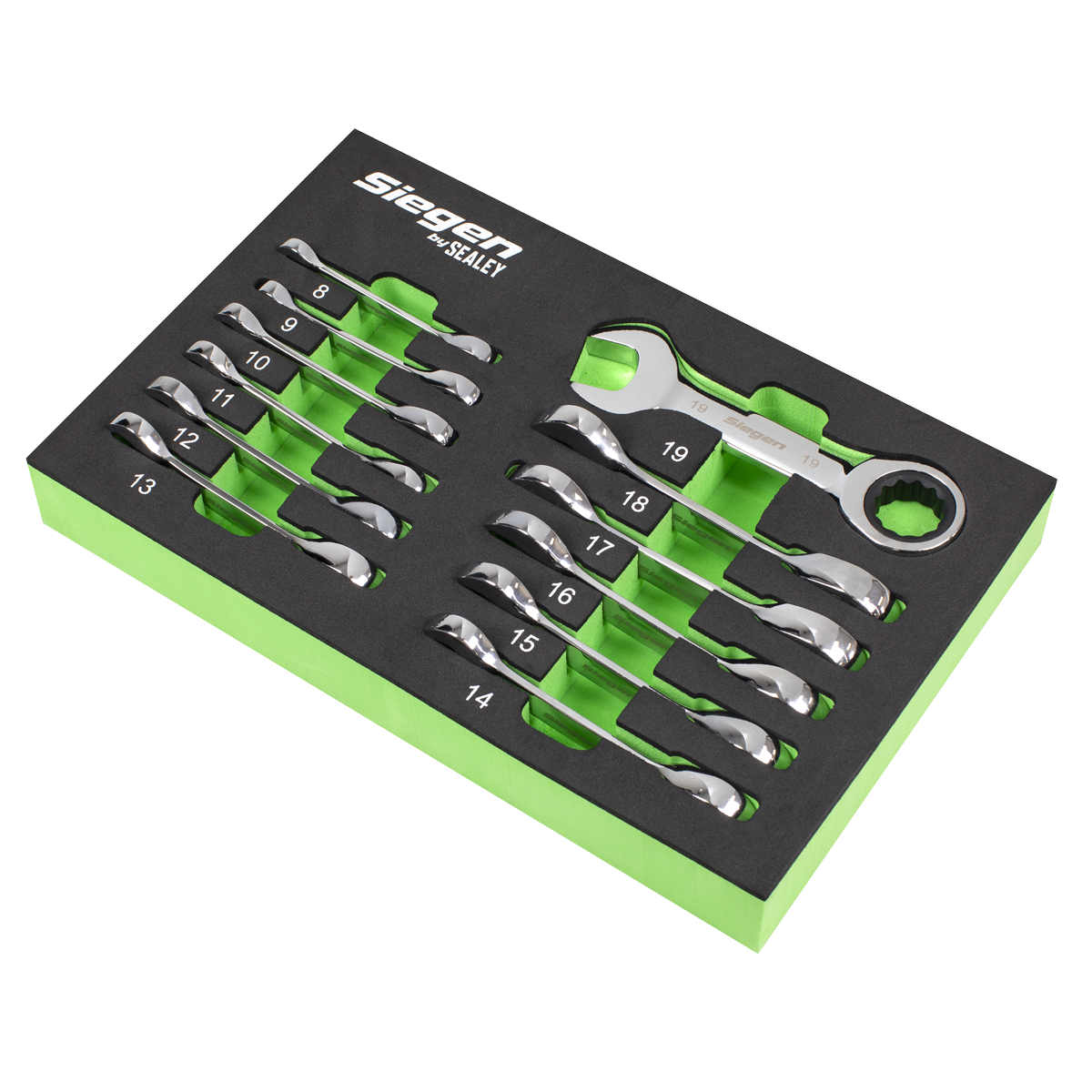 Siegen Stubby Combination Ratchet Spanner Set in EVA Foam Tray 12pc S0633 - BostonPlates Autocare Centre