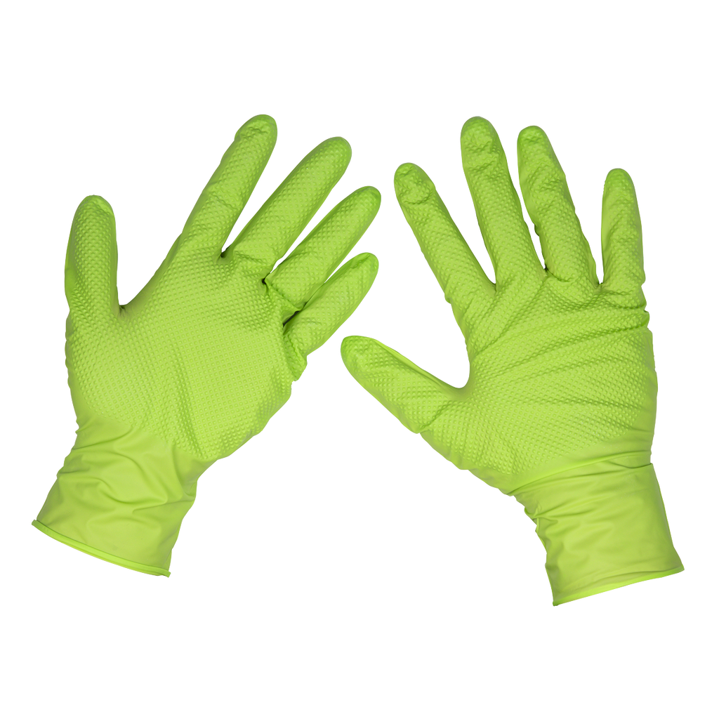 Sealey Diamond Grip Extra-Thick Nitrile Powder-Free, Gloves, Large - Pack of 50 SSP54L - BostonPlates Autocare Centre