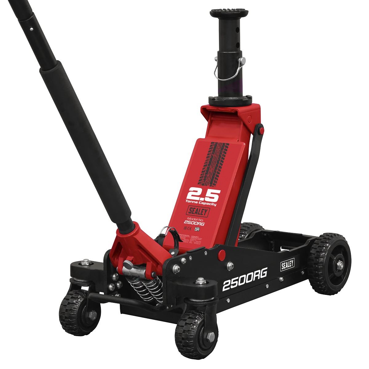 Sealey Big Wheel Hybrid Trolley Jack with Super Rocket Lift 2.5 Tonne 2500RG - BostonPlates Autocare Centre