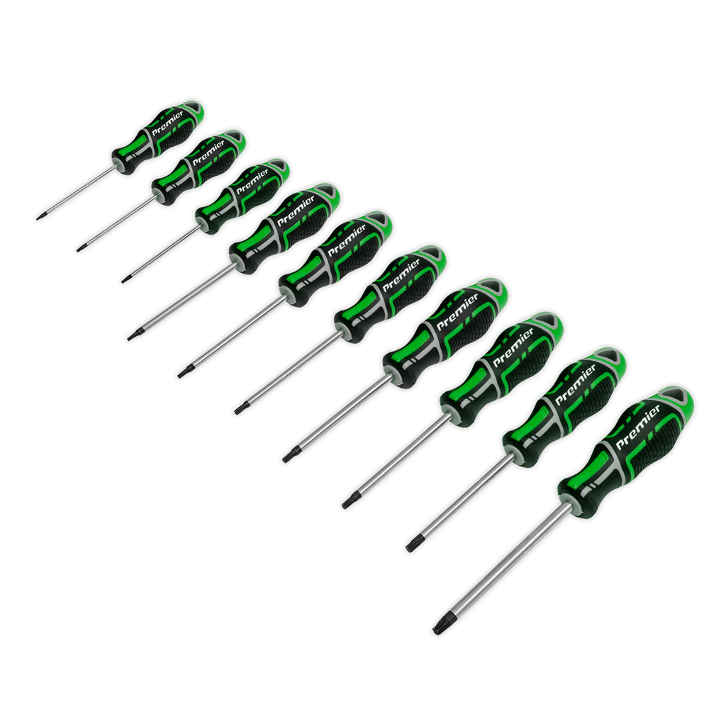 Sealey Premier GripMAX® TRX-Star* Screwdriver Set 10pc - Hi-Vis Green AK4324HV - BostonPlates Autocare Centre