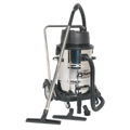 Industrial Vacuum Cleaner Wet & Dry Stainless Steel Swivel Empty 77L 2400W PC477 - BostonPlates Autocare Centre