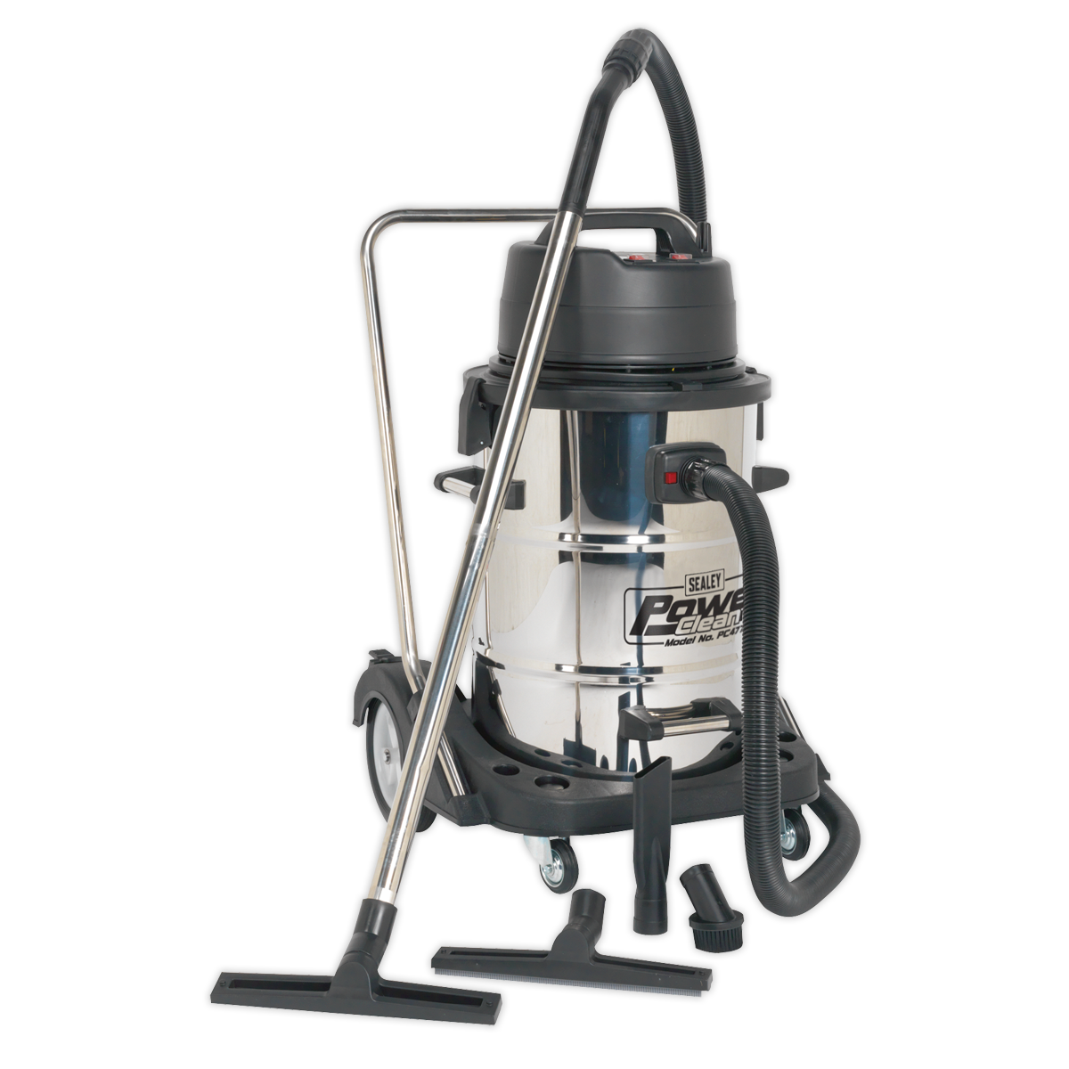 Industrial Vacuum Cleaner Wet & Dry Stainless Steel Swivel Empty 77L 2400W PC477 - BostonPlates Autocare Centre