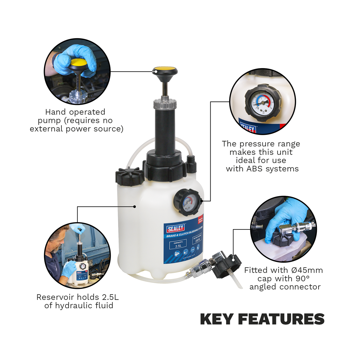 Sealey Brake & Clutch Bleeding System 2.5L VS820 - BostonPlates Autocare Centre