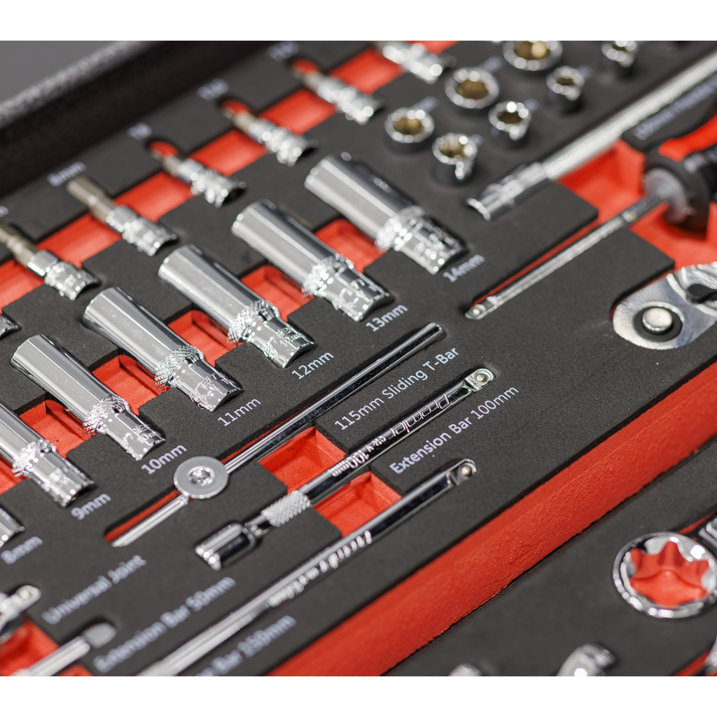 Sealey Premier Socket Set with Tool Tray 1/4"Sq Drive 44pc TBT40 - BostonPlates Autocare Centre