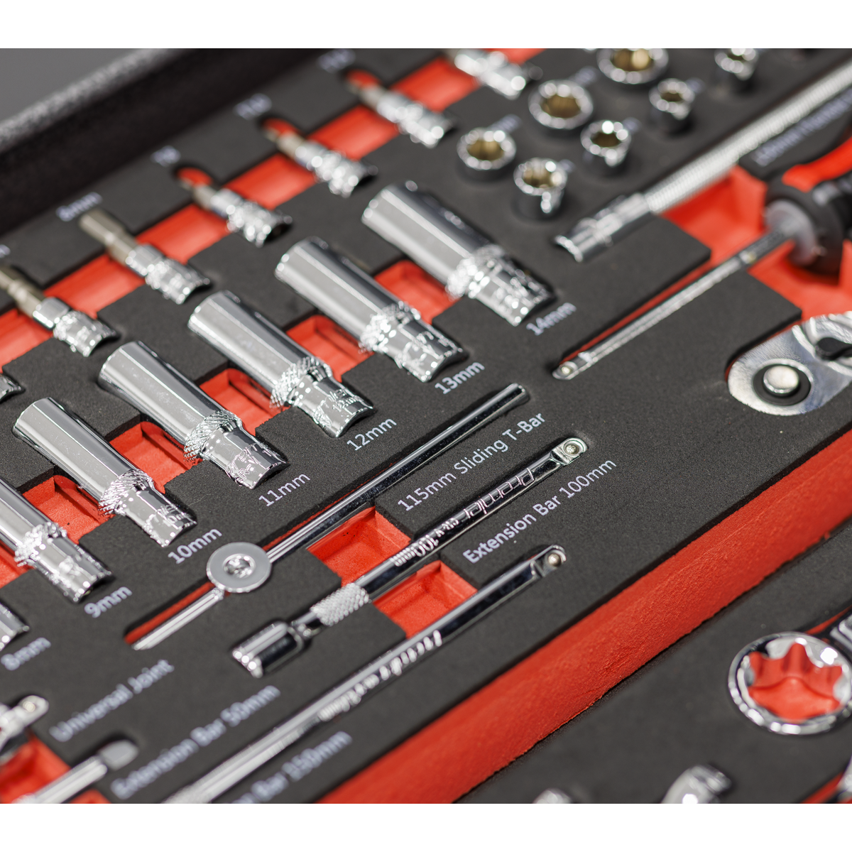 Sealey Premier Socket Set with Tool Tray 1/4"Sq Drive 44pc TBT40 - BostonPlates Autocare Centre
