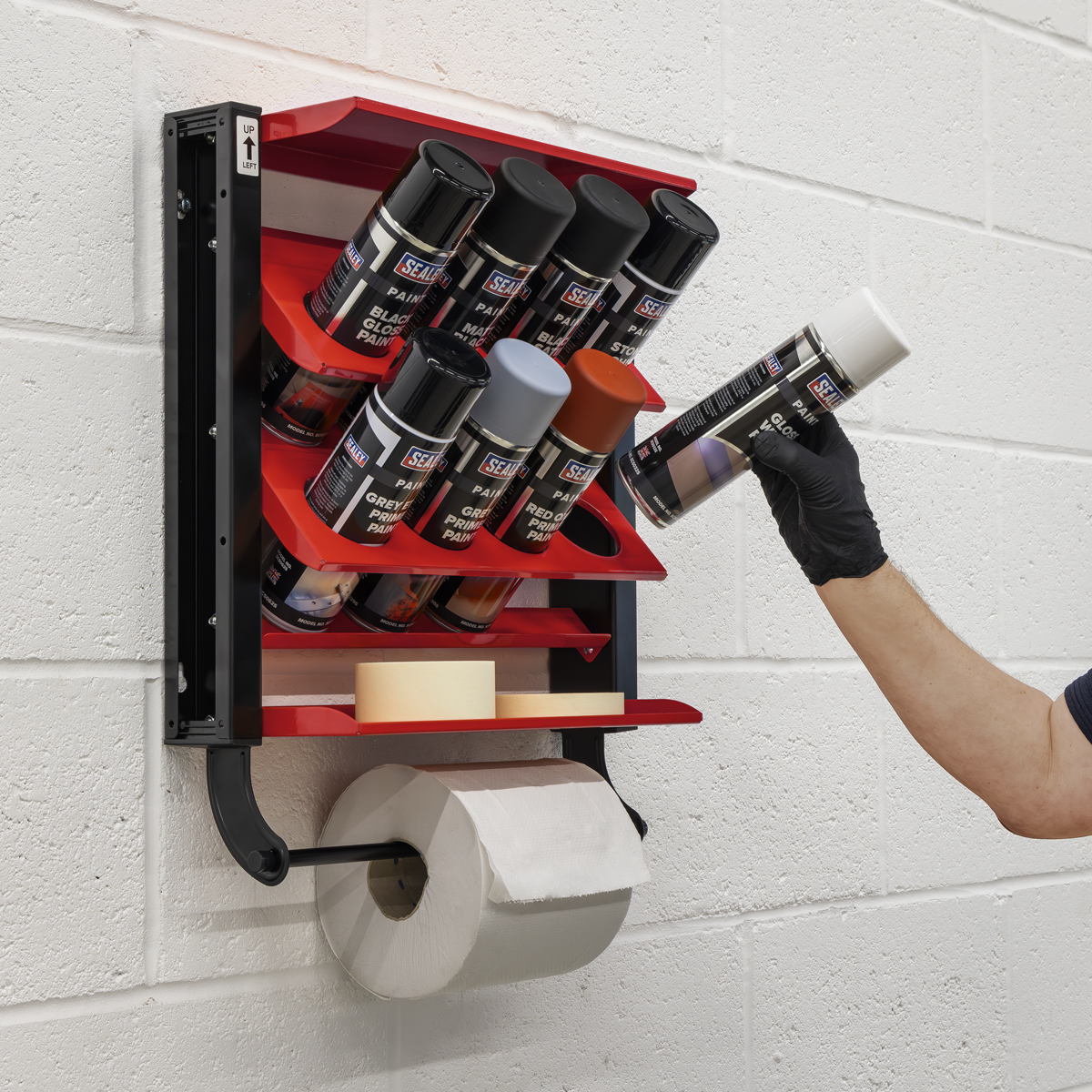 Sealey Spray Can Storage Rack with 8 Can Holders APSCR8 - BostonPlates Autocare Centre