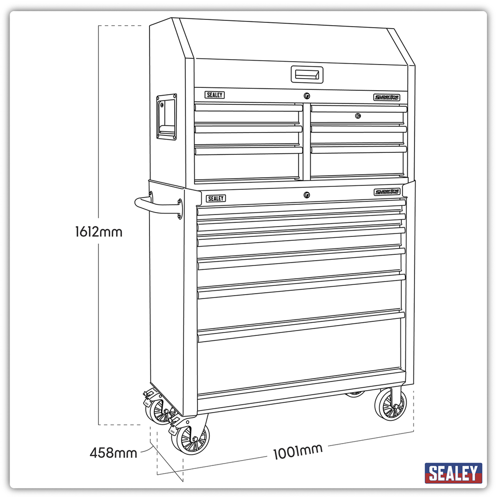 Superline PRO® Tool Chest Combination with Power Bar 12 Drawer AP36BESTACK - BostonPlates Autocare Centre