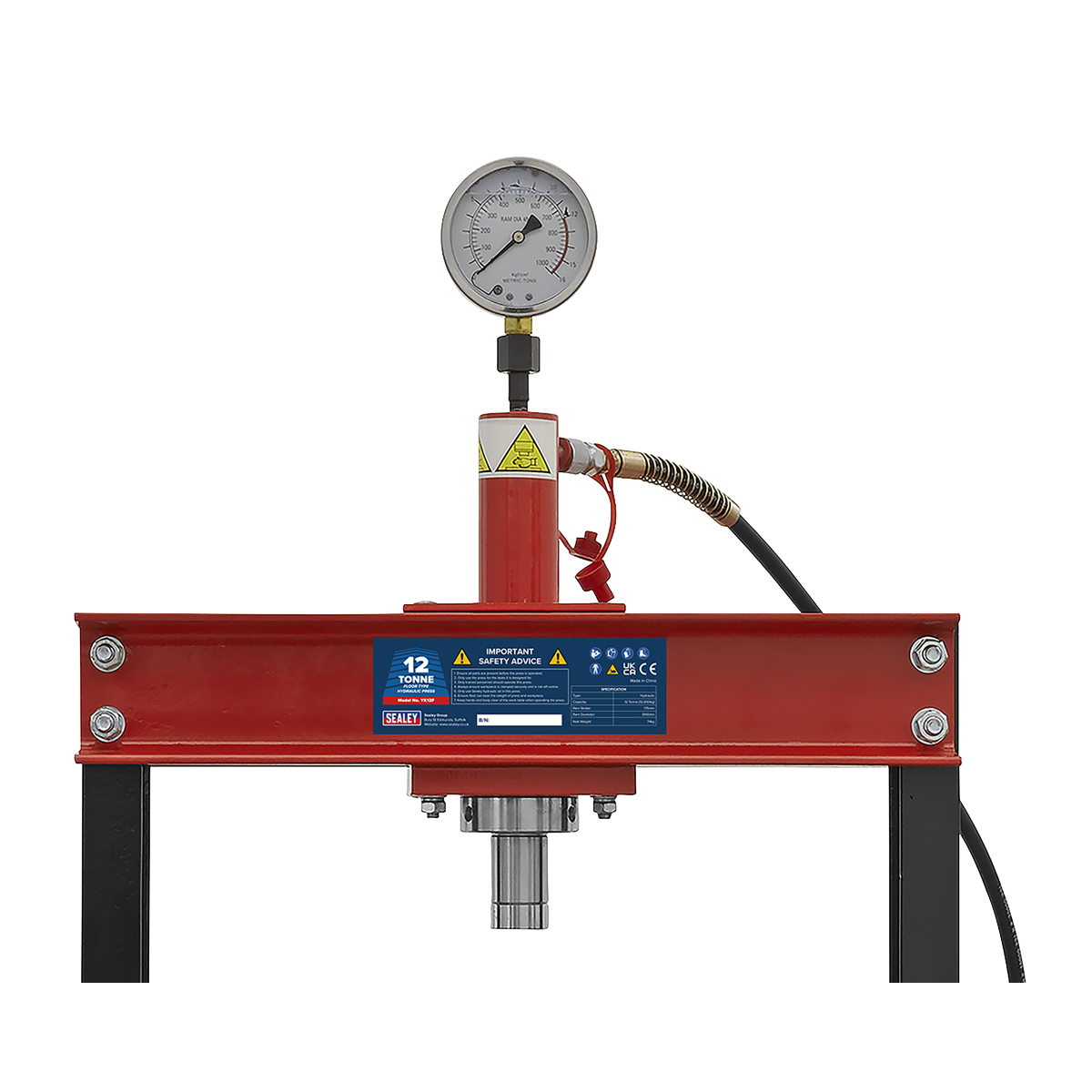 Sealey Hydraulic Floor Type Press 12 Tonne YK10F - BostonPlates Autocare Centre