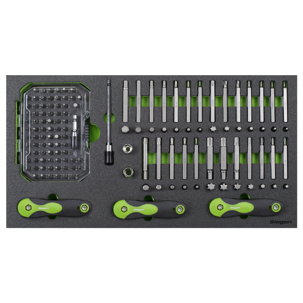 Siegen Specialised Bit Set & Folding Hex Keys with Tool Tray 170pc S01275 - BostonPlates Autocare Centre