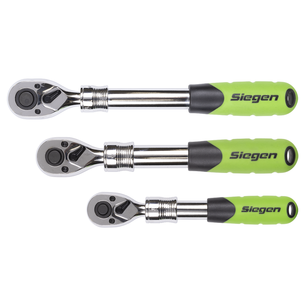 Siegen Extendable Ratchet Wrench Set 3pc S01285 - BostonPlates Autocare Centre