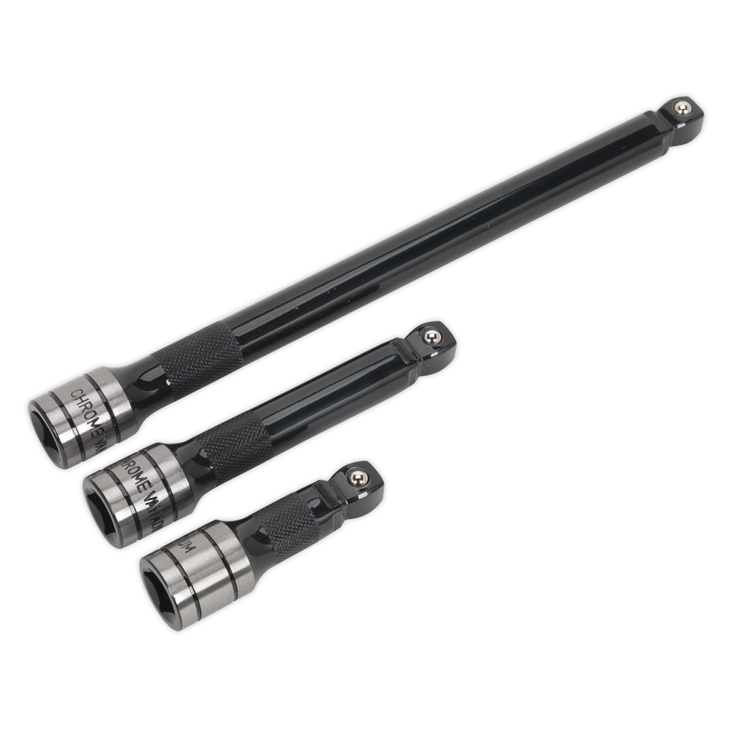 Sealey Premier Black Wobble/Rigid Extension Bar Set 1/2"Sq Drive 3pc AK7692 - BostonPlates Autocare Centre