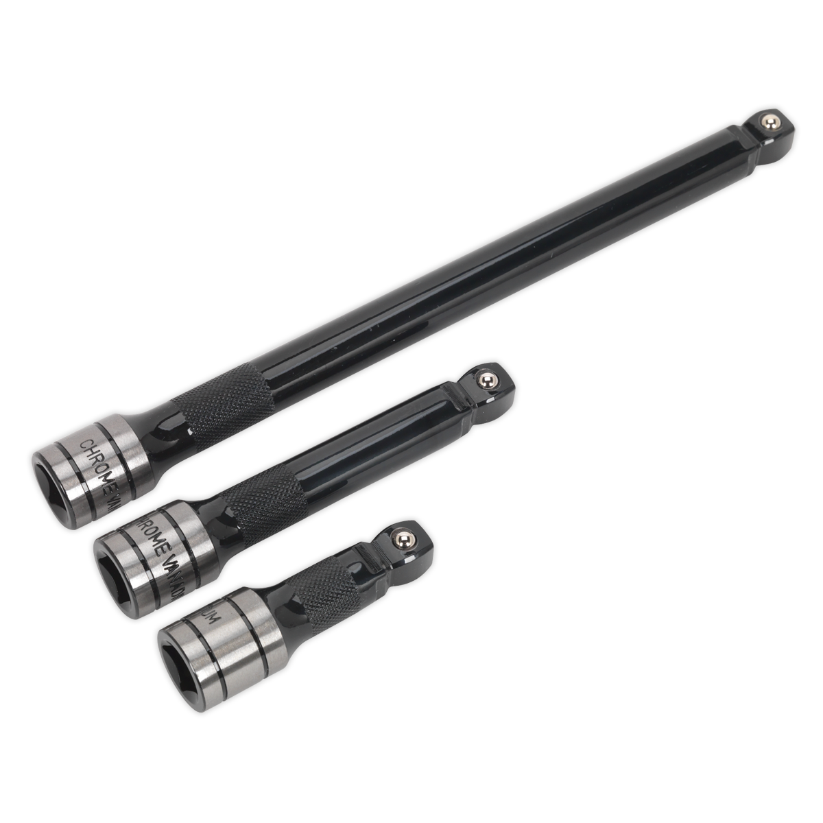 Sealey Premier Black Wobble/Rigid Extension Bar Set 1/2"Sq Drive 3pc AK7692 - BostonPlates Autocare Centre