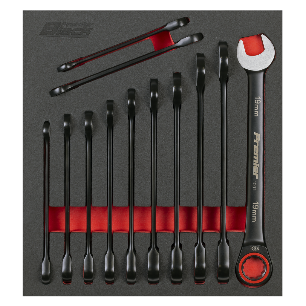 Sealey Premier Black Combination Ratchet Spanner Set 12pc AK63940B - BostonPlates Autocare Centre