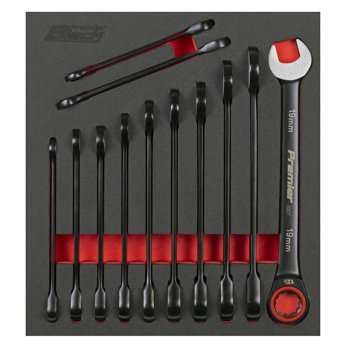 Sealey Premier Black Combination Ratchet Spanner Set 12pc AK63940B - BostonPlates Autocare Centre
