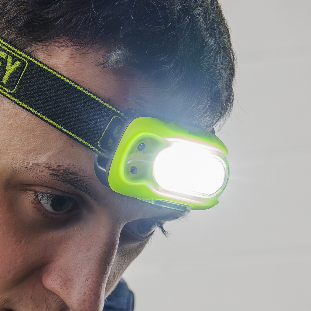 Sealey Rechargeable Head Torch with Auto-Sensor 8W COB LED - Green HT08RG - BostonPlates Autocare Centre