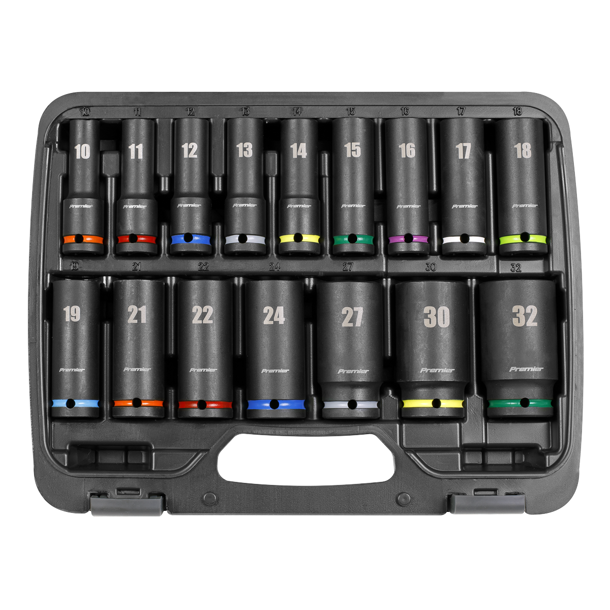 Sealey Premier Deep Impact Socket Set 1/2"Sq Drive 16pc AK5818M - BostonPlates Autocare Centre